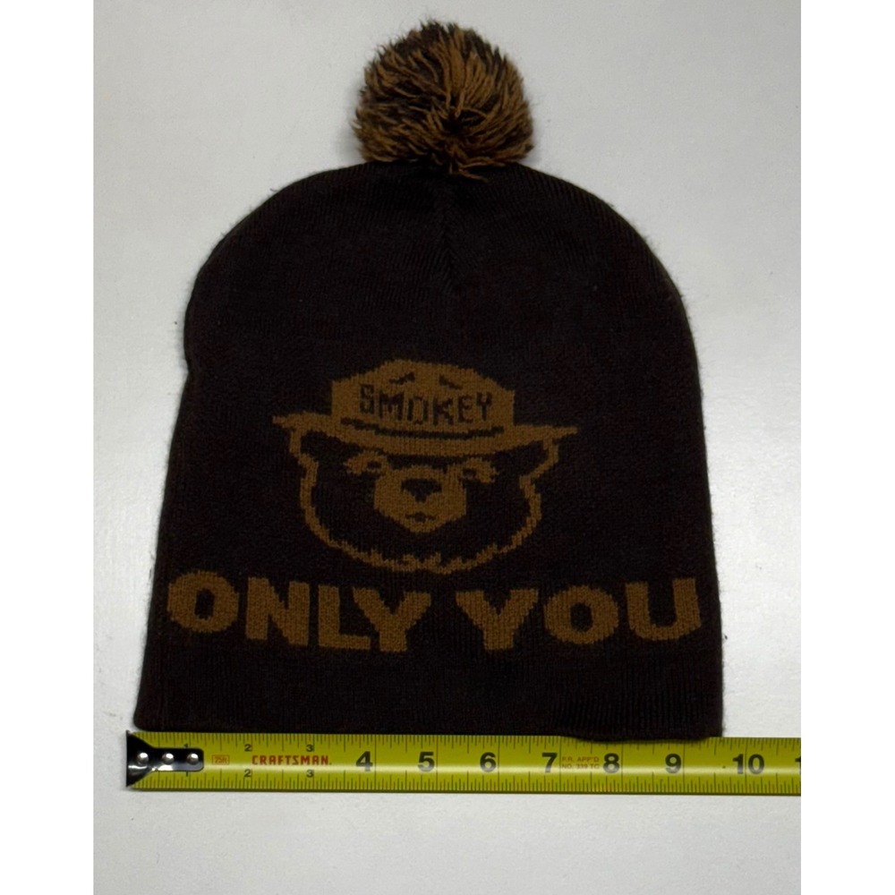 Filson Smokey Bear Only You Beanie Hat Dark Brown Knit Pom Pom 20121429